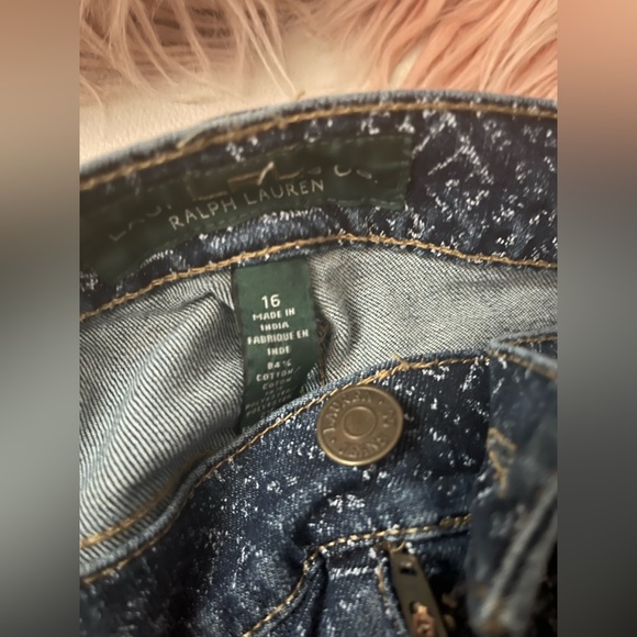 Lauren Ralph Lauren Blue Diamond Print Modern Skinny Medium Wash Size 16 - Picture 11 of 14